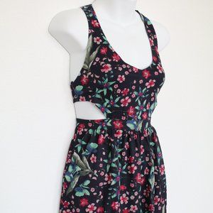 ZARA Flower MINI DRESS Cotout SIDES Cut Out - Size S - NWT
